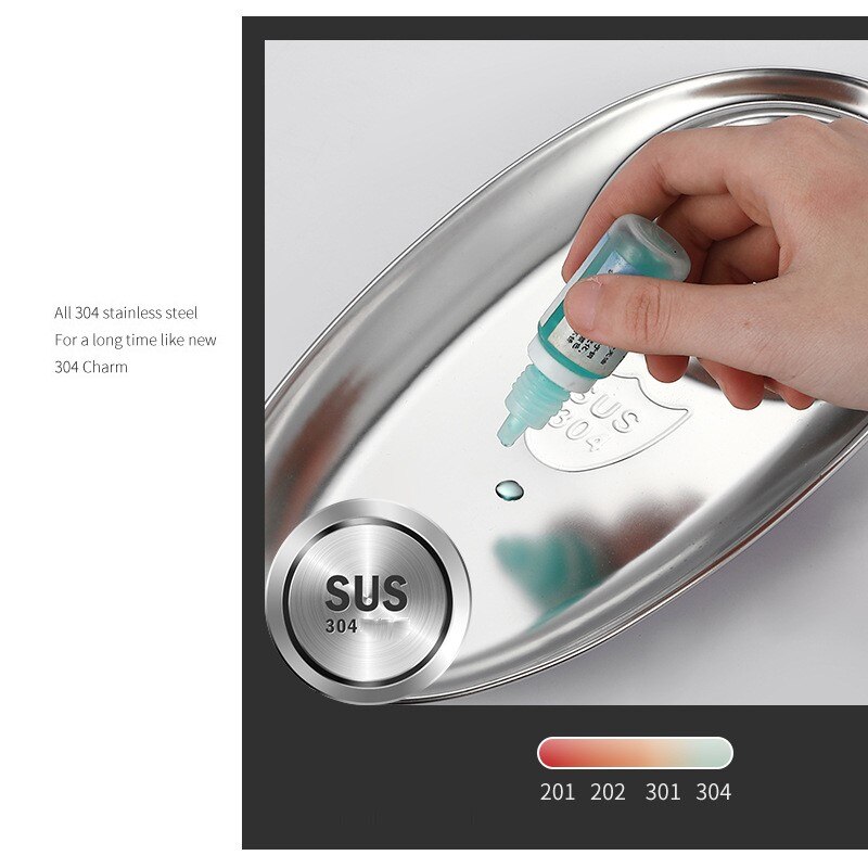 304 stainless steel snack plate divided grid plate oval plate with sauce plate western food french fries fried chicken snack