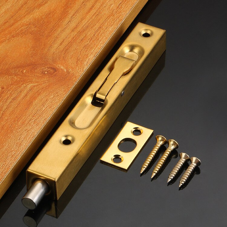6 Inch Stainless Steel Hidden Door Bolt Security Guard Door Latch Sliding Door Lock Bathroom Bolt Dust Proof Hardware: Gold