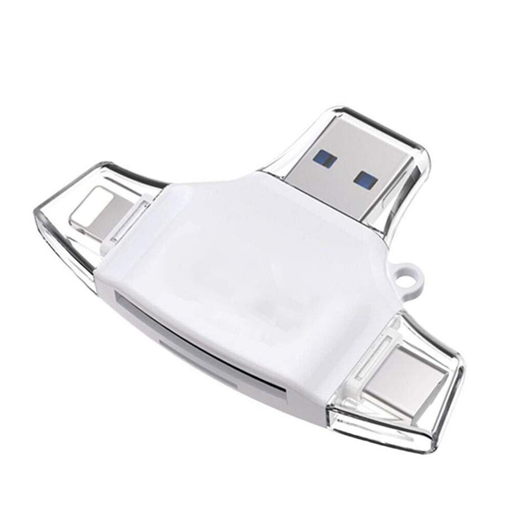 Adaptador 4 em 1 usb tipo c leitor de cartão tf para ios android: Branco