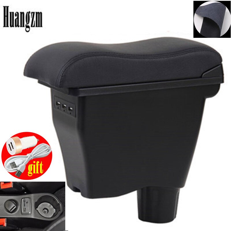 for Smart 450 451453 454 Fortwo Forfour armrest box Double-layer USB Universal Car Armrest Box: B2 Black line 3 usb