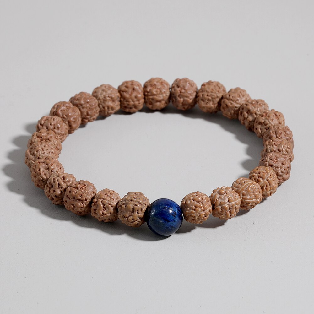 OAIITE Natürliche Rudraksha Mala Perlen Armbinde für Männer Frauen Buddha Buddhistischen Heilung Gleichgewicht Yoga Gebet Armbinde Zubehör: 18cm Pro Mädchen