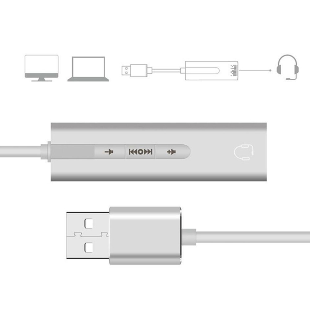 Adaptateur de casque 2 in en 1 pour changer de chanson, usb  to 3.5mm jack, carte son externe, portable, bouton-poussoir pour pc, petit, plug and play