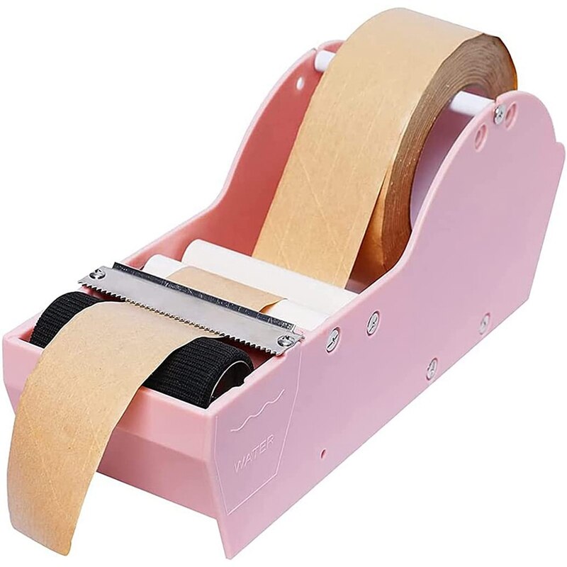 Dispensador de cinta rosa de escritorio, cinta activada por agua, dispensador de cinta activada por agua, sellado: Default Title