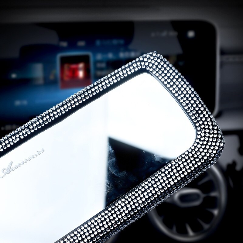 Auto Diamant Interieur Achteruitkijkspiegel Met Bling Crystal Diamonds Auto-interieur Spiegel Decoratie: Grijs