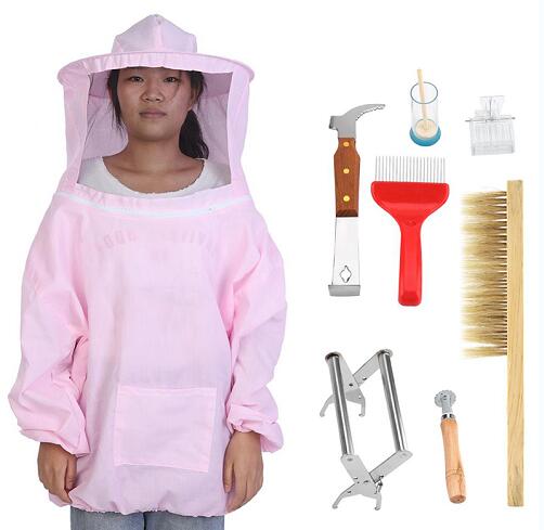 6 Soorten Professionele Bijenteelt Beschermende Jas Pak Bee Insect Voeden Benodigdheden Houden Imker Apparatuur Accessoire: Pink and tool