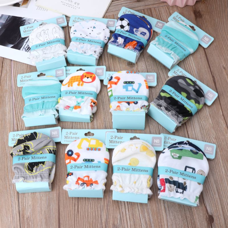 2Pairs di trasporto di Modo Del Bambino Anti Graffi Guanti di Protezione Neonato Viso Cotone Scratch Mittens