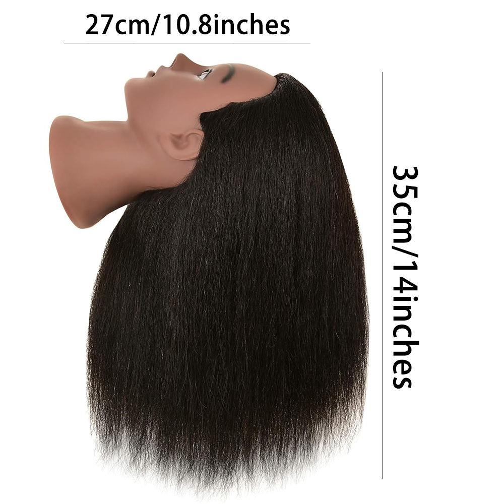 14 cali afrykańska głowa manekina z prawdziwymi włosami głowy Afro profesjonalna stylizacja plecionka trening Hairart fryzjer fryzjerstwo