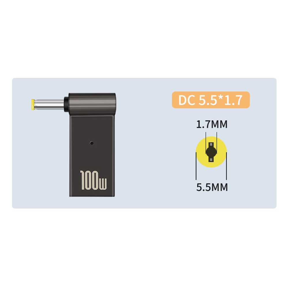 PD 100W szybka wtyczka ładowania rodzaj USB C żeńskie gniazdo gniazdo do 4.5x3.0 4.0x1.7 5.5x2.1 5.5x2.5 7.4x5.0 4.0x1.35 mężczyzna konwerter wtyczki: 5.5x1.7mm