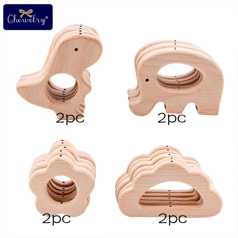 8pz Del bambino Di Legno Animale Massaggiagengive con Fori di Faggio Roditore Ciuccio Catena Pendente Della Collana BPA libero Dentizione Giocattoli FAI DA TE per I neonati: B