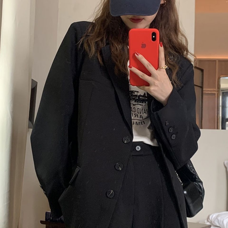 Blazers negros de primavera para Mujer, trajes elegantes de oficina informales de estilo coreano, con cuello de muescas único, versátiles y Chic