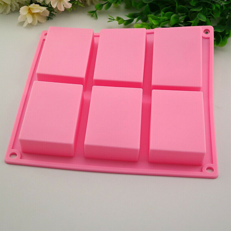 Siliconen Zeep Mal 6 Cavity Rechthoek Bak Lade Draagbare Voor Zelfgemaakte Diy Mold K888