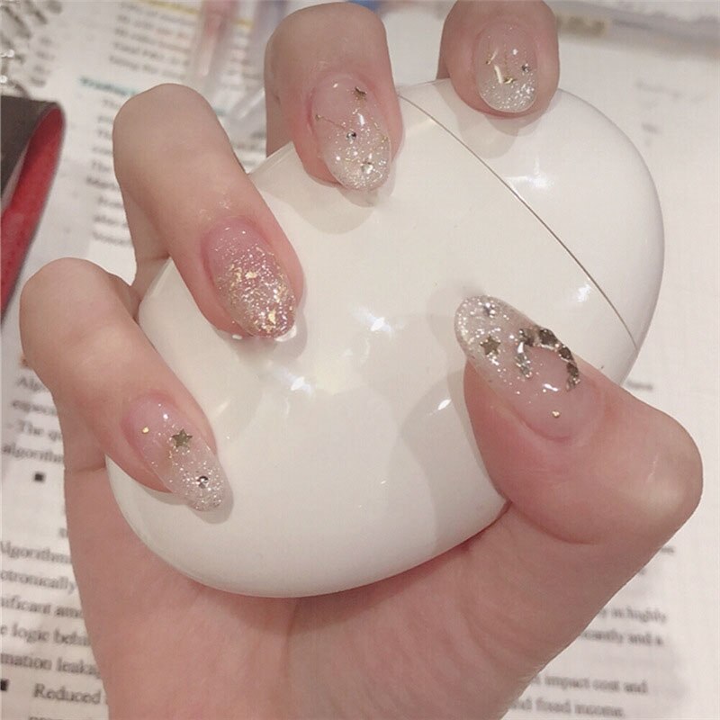24 pièces/ensemble Dollar signe faux ongles détachable blanc pointu faux ongles décoration Nail Art outils presse sur faux ongles avec de la colle: JP917-B3