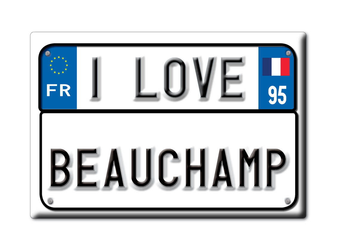 Aimant BEAUCHAMP lodestone PICARDIE (95) France aimant frigo SOUVENIR j'aime: License plate