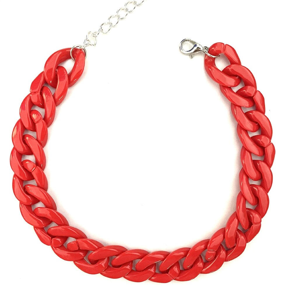 Catena da collo da donna moda collana spessa acrilica colorata per donna uomo boemia plastica girocollo collana gioielli regali: Red