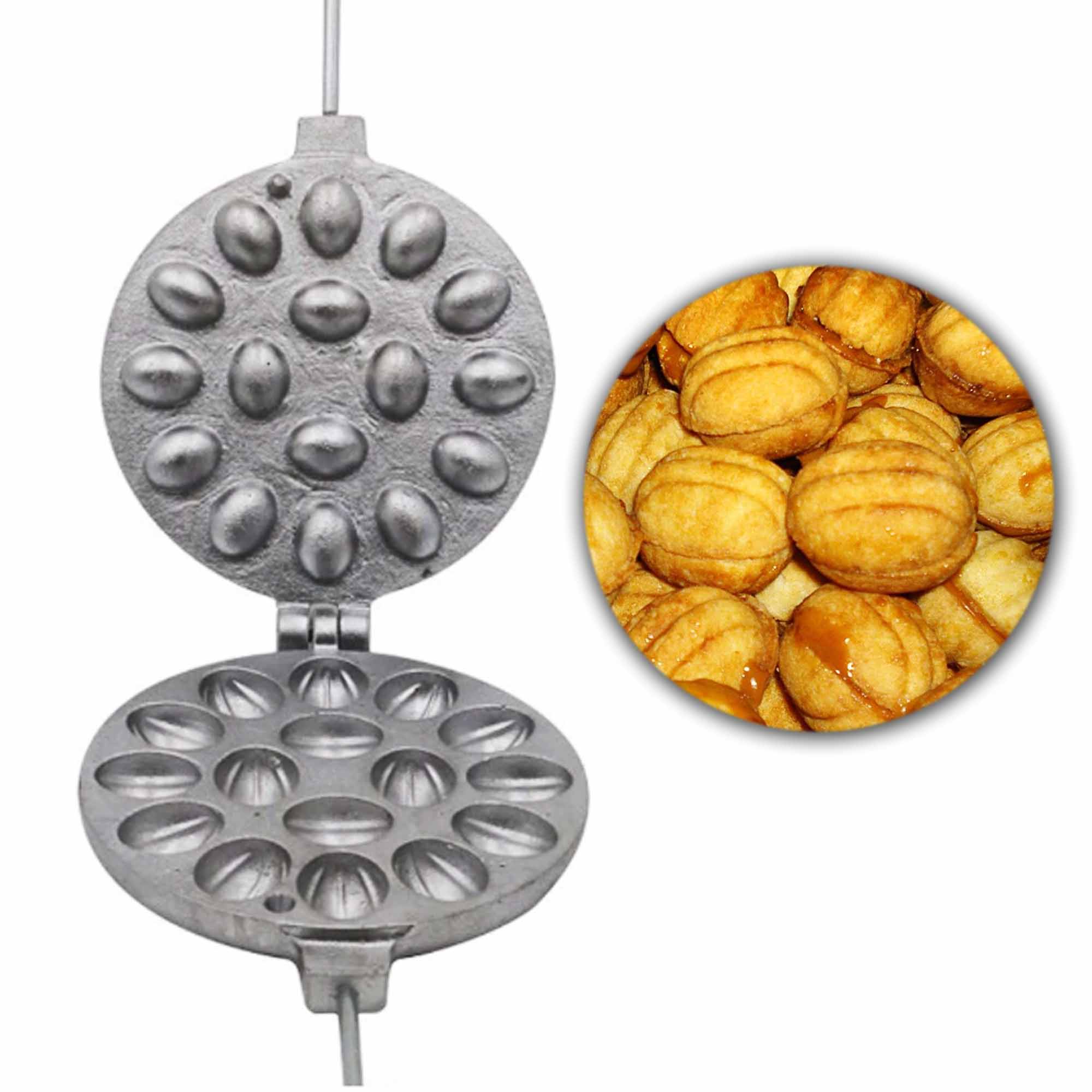 Oreshki Cooker Walnut Cookie Pan Oreshki Cookies Mold Waffle Maker Russian Dessert No Need Oven Kitchen 16 Halves Walnut Cookies