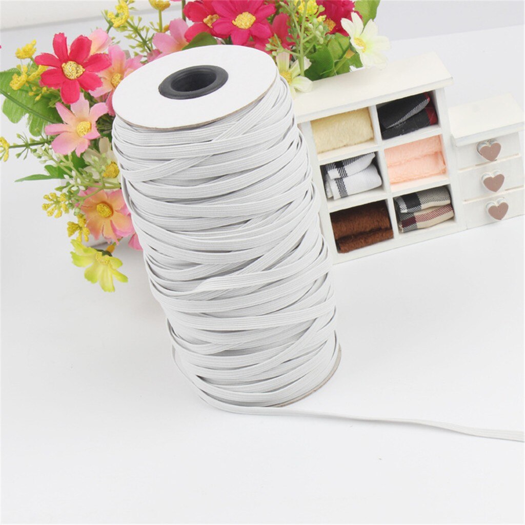Elastic Bands White and Black 100 Meters 3mm 4mm 5mm 6mm Polyester Elastic Bands for Clothes Garment Sewing Accessories