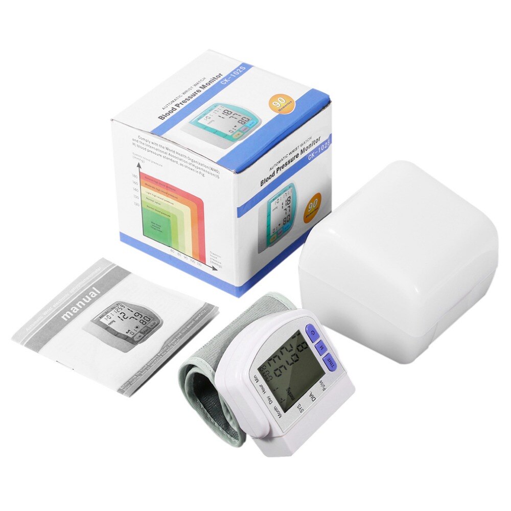 Digitale LCD Automatische Pols Bloeddrukmeter Meting Apparaat Heart Beat Meter Pulsoxymeter Gezondheidszorg Tonometer + Box