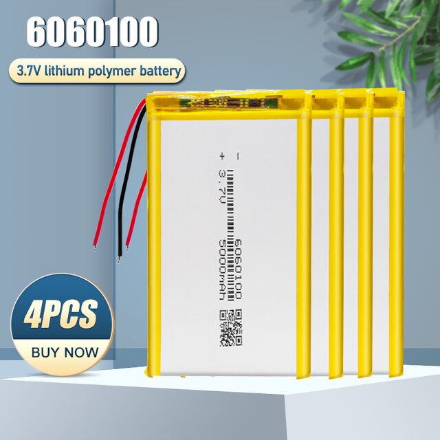 6060100 3.7V 5000mAh batteria ricaricabile ai polimeri di litio batteria agli ioni di litio per GPS PSP DVD pad potenza Banca tavoletta PC prodotto digitale: 4pezzi