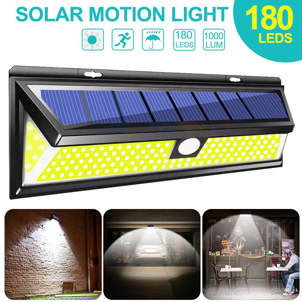 180 LED Solar Power Motion Sensor Light COB 3 Modes Outdoor Garden Yard Waterproof Energy Saving Pathway Solar Wall Lamp: 1pc 180 LED