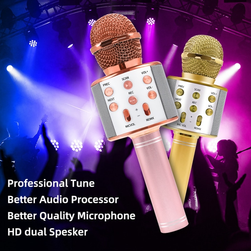 Karaoke Microphone Wireless Bluetooth Microphone Speaker Handheld Microfone Player Singing Recorder Mic Home KTV