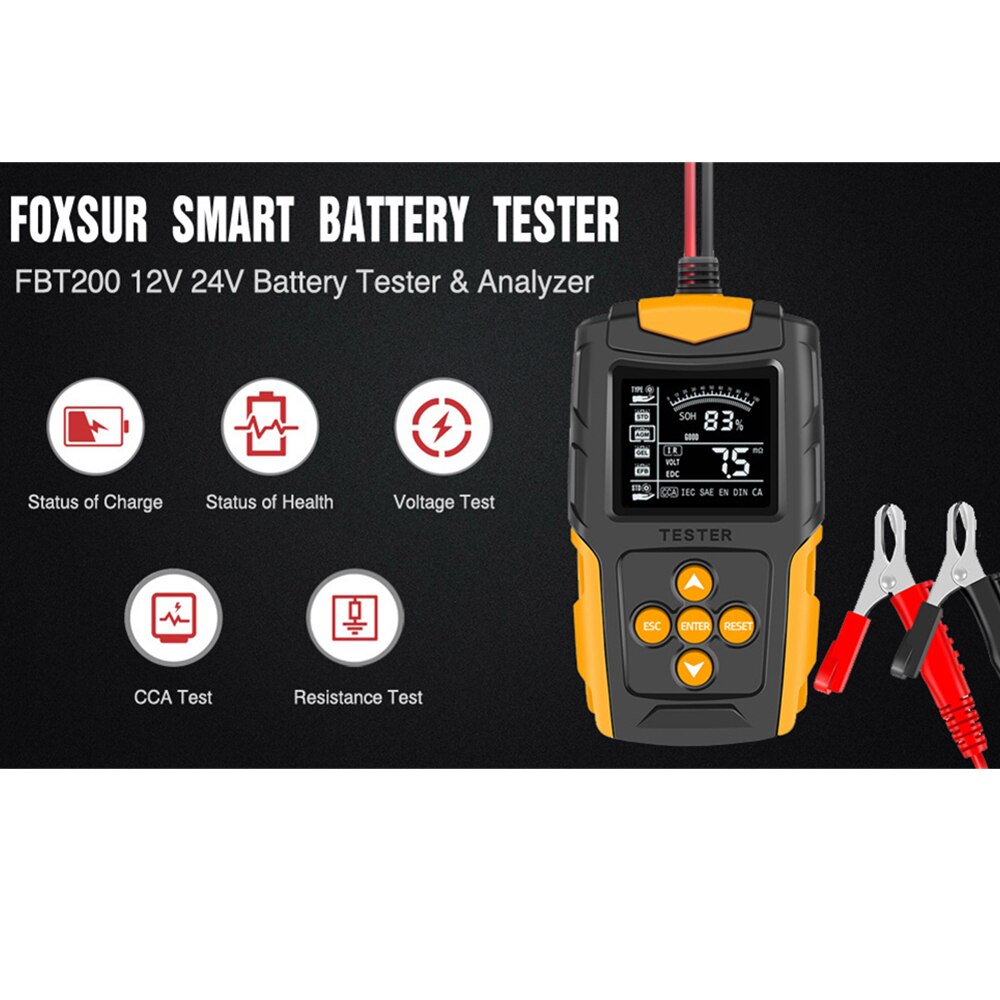 Auto Batterie Tester Batterie Analysator 12V/24V CCA 3Ah-200Ah Digitale Ladung Ankurbeln System Tester für Auto Motorrad lkw Stiefel