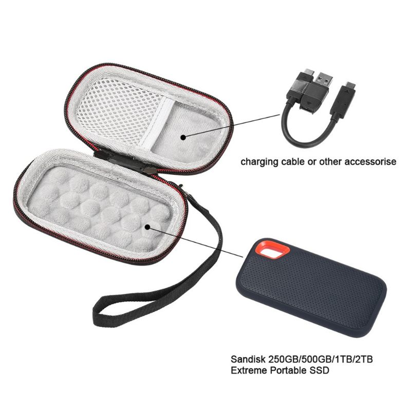 Hard Carry Case Storage Bag Pouch for San Disk 250GB/500GB/1TB/2TB SSD SDSSDE60
