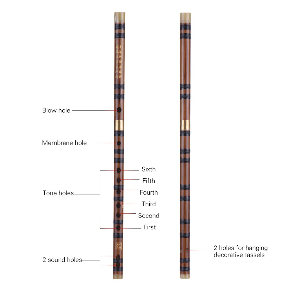 Flauta de bambú amarga enchufable Dizi, instrumento Musical chino tradicional hecho a mano, clave de C/D/E/G/F