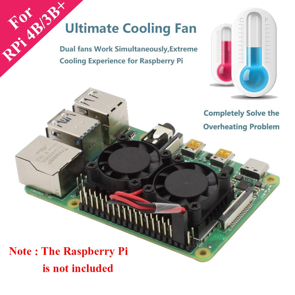 Raspberry Pi 4 Model B Dual Fan with Heat Sink Ultimate Double Cooling Fans Passive Cooler for Raspberry Pi 4B for RPI 3B+