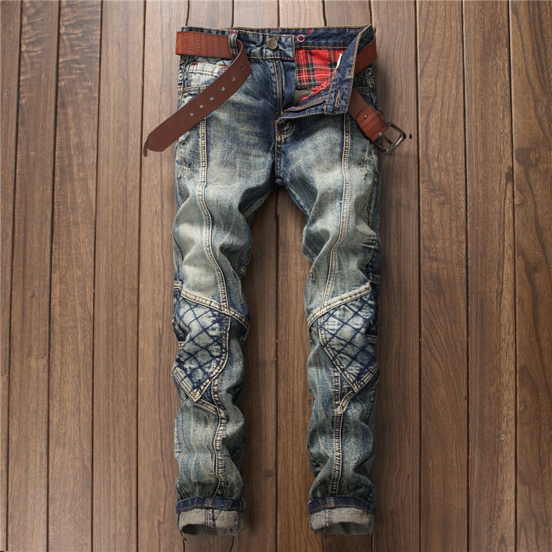 patchwork Denim jeans classics jeans Slim mens jeans pants clothing Plus Size