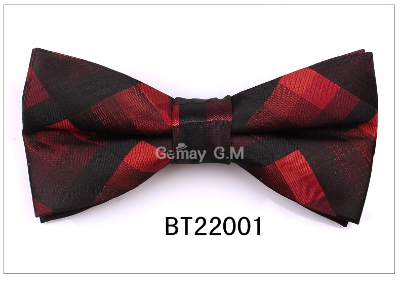 Kostym flugor för män polyester cravats justerbar fluga för bröllopsfest brudgummen fjäril vuxen rutig fluga: Bt22001