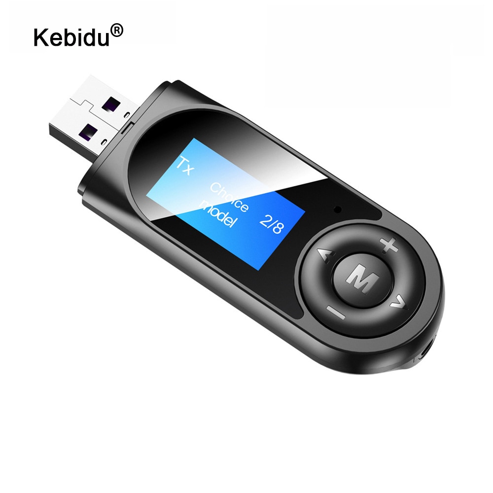 Kebidu 2 In 1 Bluetooth 5.0 Mini Ontvanger En Zender Draadloze Led Display Usb Adapter Muziek Audio Hifi Sound 3.5mm Aux