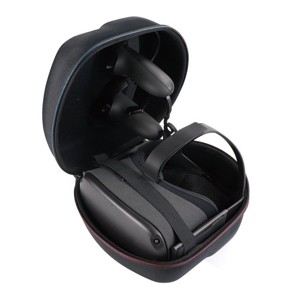 Capa rígida eva para headset gamer com zíper, capa protetora para os controladores oculus quest, saco de armazenamento para jogos, portátil: Preto