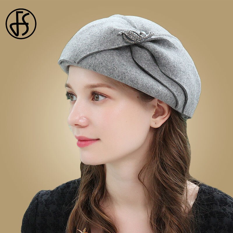 Fs Zwarte Baret Hoeden Voor Vrouwen Fedora Brede Rand Wolvilt Hoeden Cloche Hoed Voor Dames Hoed Vintage Kerk Ronde baretten Chapeau Femm
