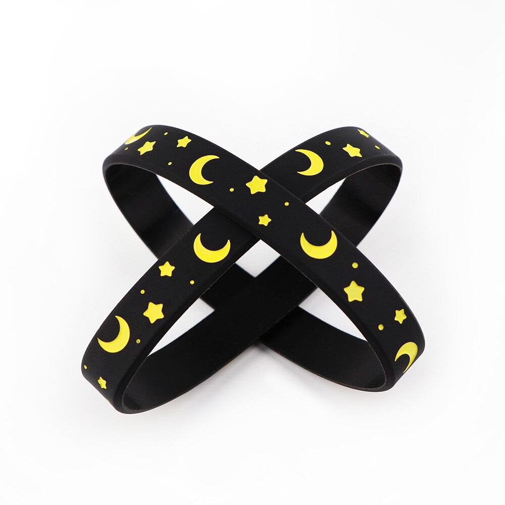 J3392 Sterne und mond nacht Armbänder modisch Silikon Gummiband Armbänder Hand Armreif Männer Frauen Schmuck