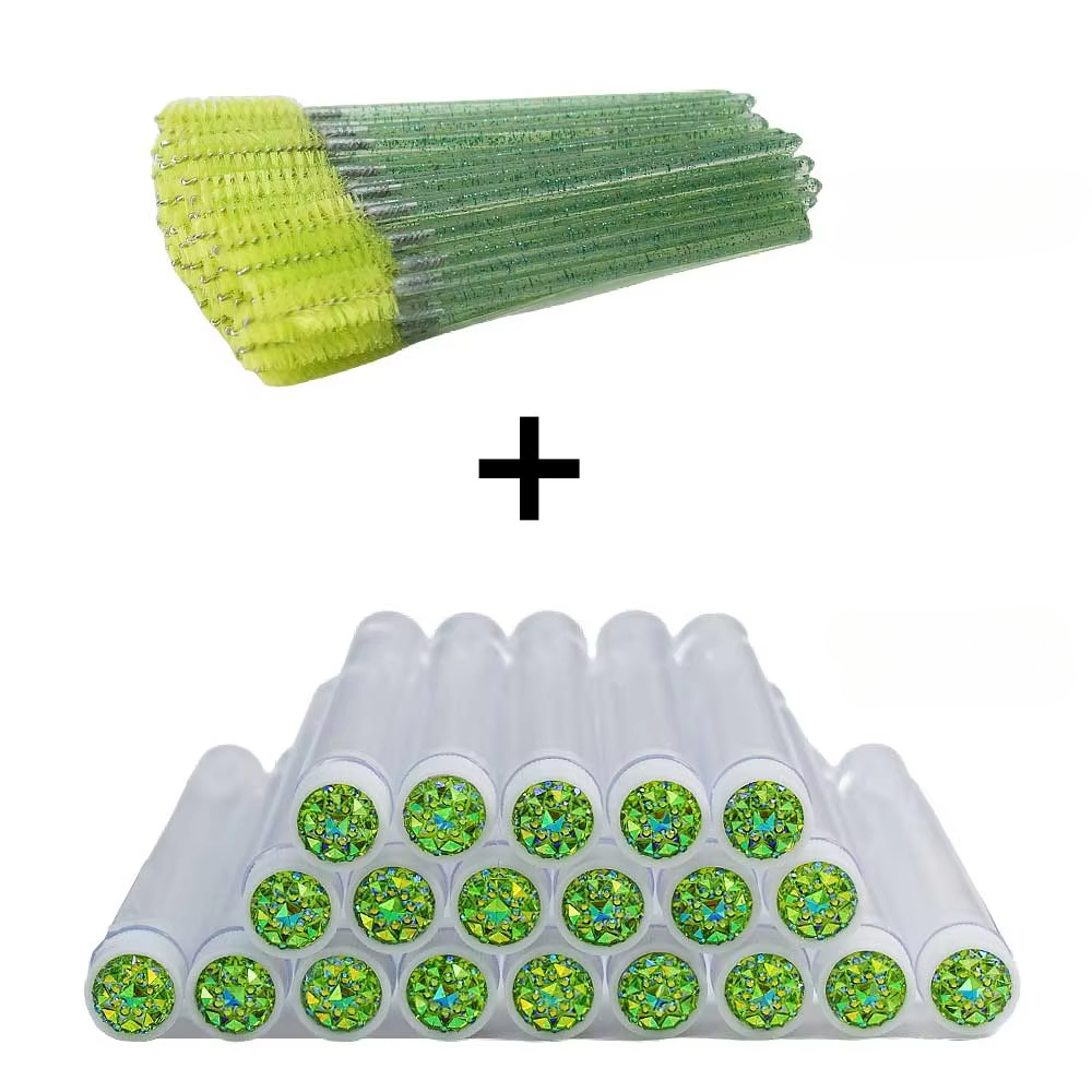 Tubes de brosse à cils avec baguettes de Mascara en cristal, peigne à sourcils, conteneur de bobines, applicateurs de brosse à cils, outils de maquillage, 50 pièces: Rose