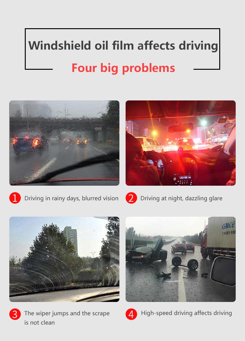 Car Glass Oil Film Remover Cleaner Car Cleaning Wash Windshield Cleaner Oil Removal Film Removal Stains Cleaning Supplies