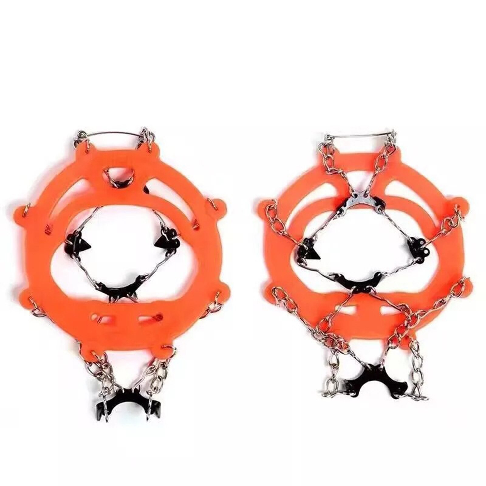 8 griffe chaussure glace griffe anti-dérapant bottes Crampons en plein air escalade chaussures accessoires randonnée alpinisme N66: orange