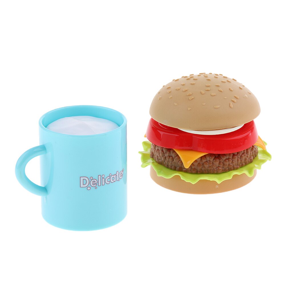 freundlicher vorgeben Spielen Lebensmittel Spielzeug Burger Frites schnell-Lebensmittel-Snack Getränke Luxus Abendessen einstellen: Champagner