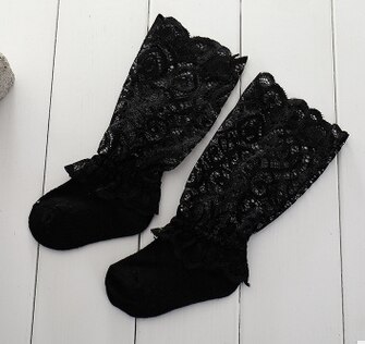 Pudcoco Schattige Baby Meisje Kinderen Kant Sokken Peuter Kids Knie Hoge Franje Kant 0-3Y: Black / L