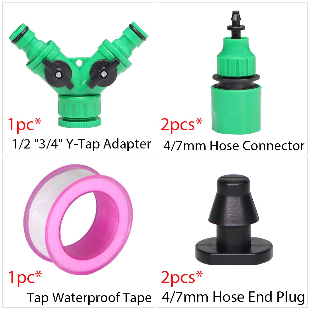 Trädgård droppbevattning vattenkran kopplingssats 1/2 " 3/4 " hangänga nippelskarv 4/7mm slang snabbadapter bevattningsverktyg: F