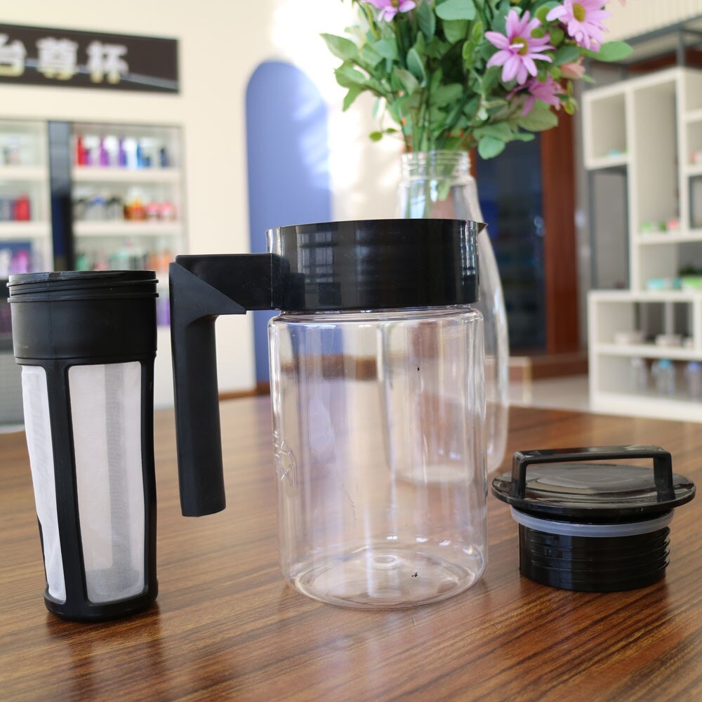 900ml stor kapacitet kallbryggare iskaffe bryggare lufttät försegling silikon handtag kaffe vattenkokare kontor kaffe te vatten vattenkokare