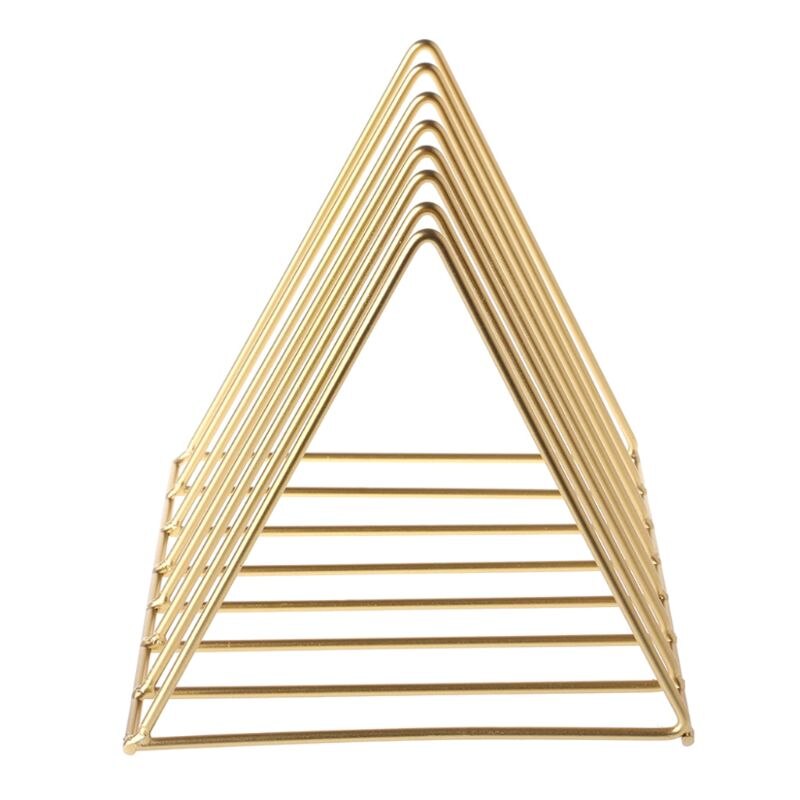 Jern lp tallerken stativ trekant bok magzine holder skrivebord tallerken lagring arrangør