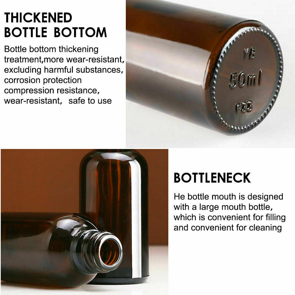 30-100ML Amber Glass Empty Bottle With Dropper Essential Oils Bottle Liquid Dropper Reagent Refillable Bottle Cosmetic Container