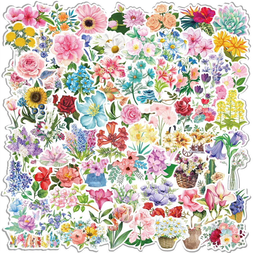 10/30/50PCS fiori pianta Graffiti Laptop chitarra moto bagagli Skateboard bici adesivo impermeabile all&#39;ingrosso