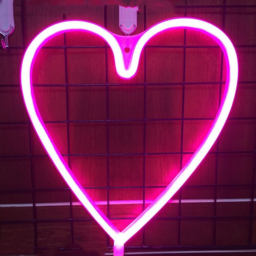 520 luces led de neón coloridas con forma de corazón, alimentadas por usb, para colgar en la pared de bodas, para decoración de fiestas, ventanas y habitaciones.: Corazón rosa