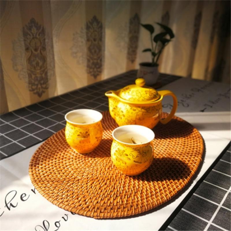 1Pc Herfst Rotan Hand-Woven Coaster Creatieve Eettafel Mat Kom Mat Pot Mat Ketel Mat Isolatie Pad mon-Slip Mat