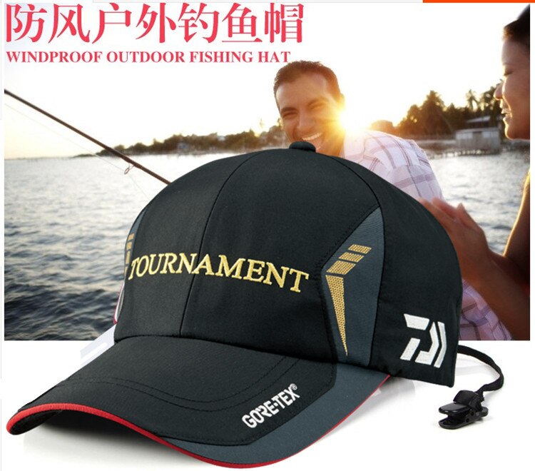 Mænd daiwa fiskehatte solskærm ourdoor åndbar fiskehætte vandtæt justerbare fiskehatte hatte anti uv sportshat
