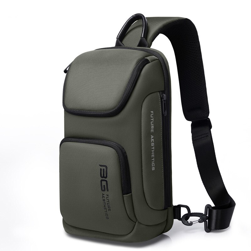 Upgrade Carbon Fiber Streamline Anti-Theft Sling Bag Multifunction Men Chest Bag Male Waterproof Messenger USB Crossbody Bag: Type B Dark Green
