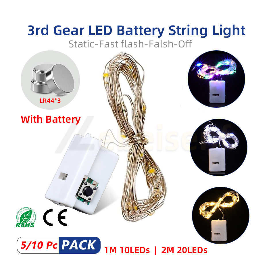 10/5 Stück LED-Lichterkette, 3-Modus-Lichterkette, Knopfbatterie, Weihnachtsdekoration, Party, Hochzeit, Garten, neuer Weihnachtsbaum, Jahresdekoration