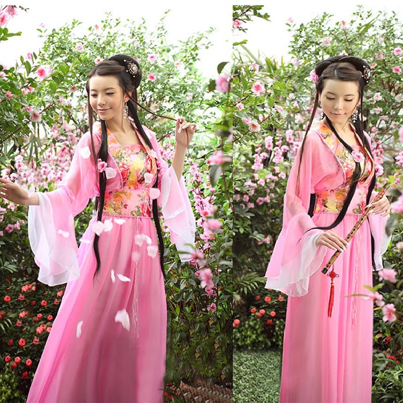 Chinese Folk Dance Costume adult Ancient Hanfu National Cosplay Traditional Chinese Clothing for Women Clothes Lady Stage Dress: S / Blue
